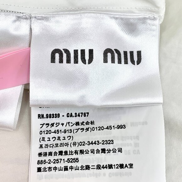 Miu Miu 2023 White Logo Letter Embroidered Cotton Short Sleeve Shirt - Picture 6 of 8